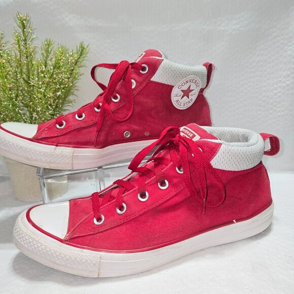 CONVERSE CTAS PUFF MID TOP CANVAS ALL STAR SNEAKERS RED MENS SIZE 10.5 GUC - Picture 1 of 12
